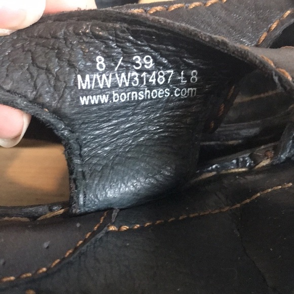 BORN Enga dark brown front woven block heel sling back sandals size 8 - Picture 9 of 10